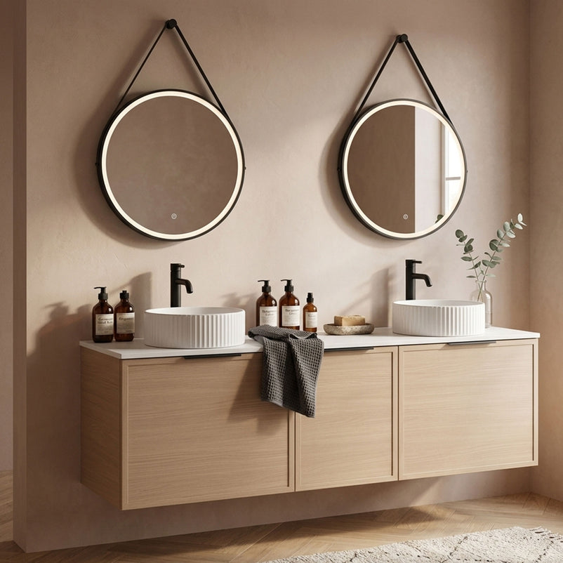 ARTEMIDE/HORIK/SANSA Set mobilier baie, mască lavoar, lavoar, top, 2 oglinzi, dulap