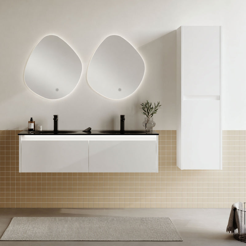 LISBON/ORGANIC Set mobilier baie, mască lavoar, lavoar, 2 oglinzi LED, dulap