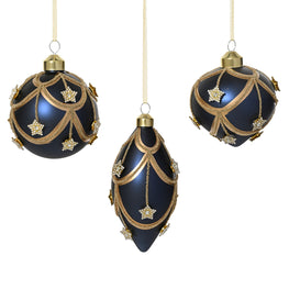 STARS Set 3 globuri, sticlă, D.8cm