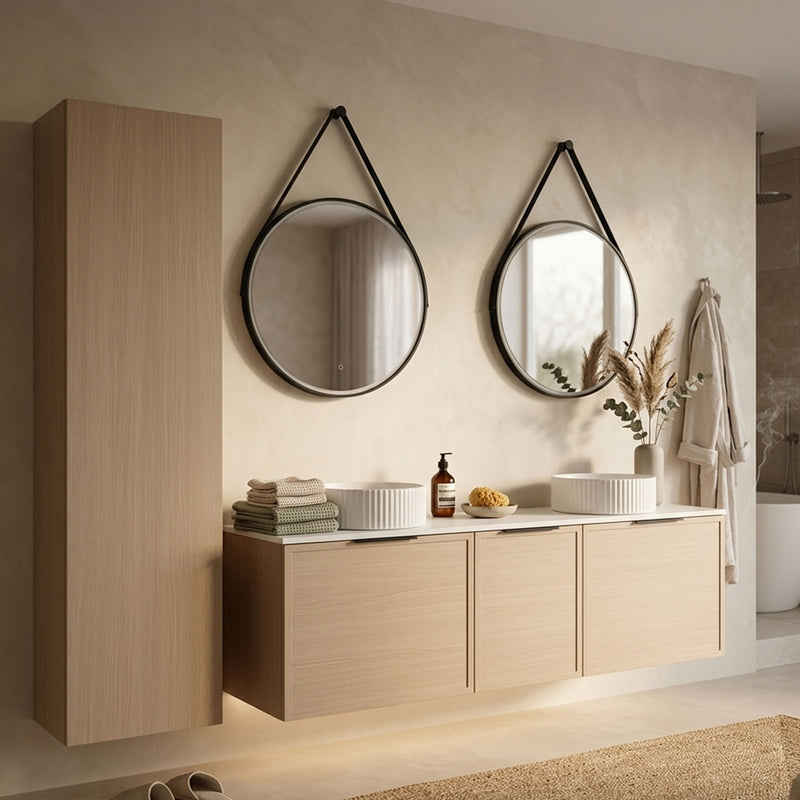 ARTEMIDE/HORIK/SANSA  Set mobilier baie, mască lavoar, lavoar, top, 2 oglinzi, dulap înalt