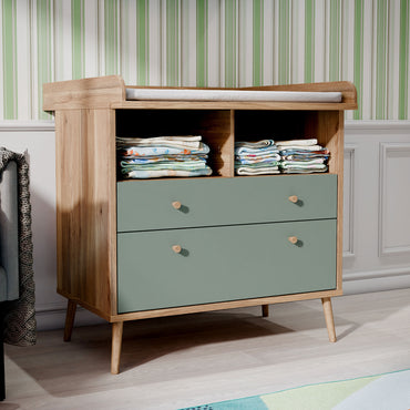 MIRACLE Comodă copii, 2 sertare, nișă și suport de înfășat