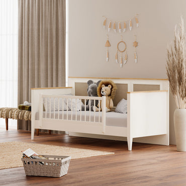 CORVEN Pat copii, 90x200cm, somieră și grilaj protecție incluse