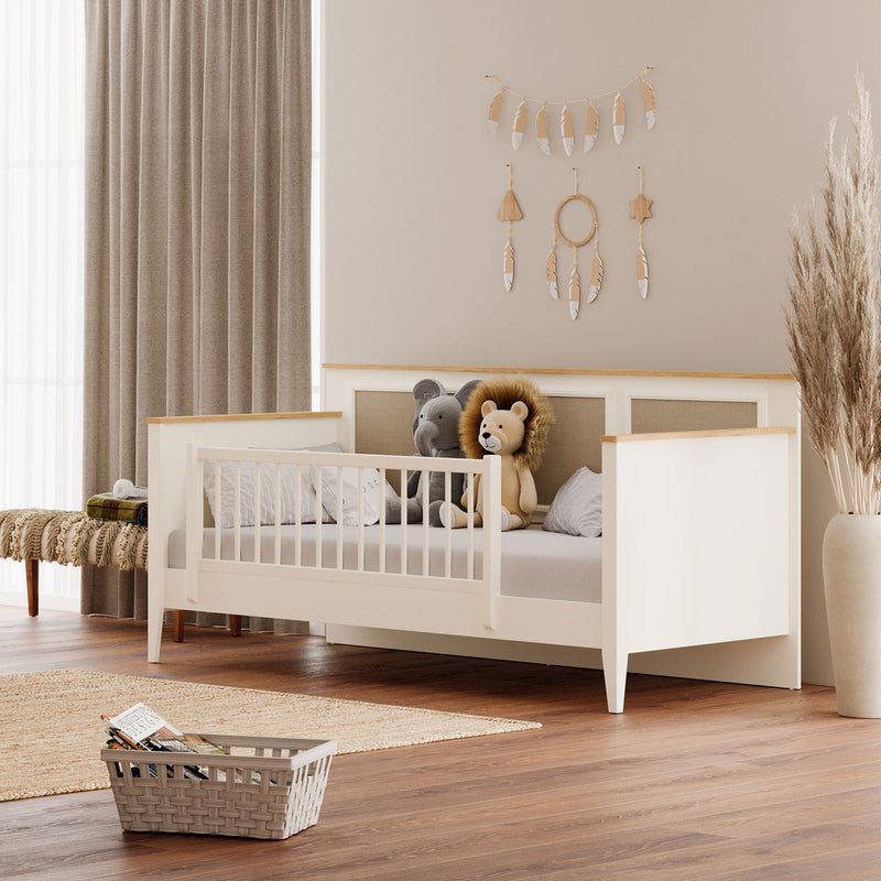 CORVEN Pat copii, 90x200cm, somieră și grilaj protecție incluse