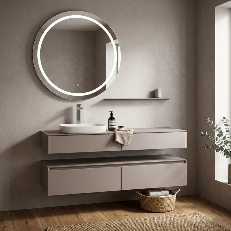 LODI/RADIANCE Set mobilier baie, mască lavoar, lavoar, top, oglindă LED, poliță