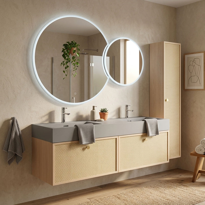 HEXIS Set mobilier baie, mască lavoar, lavoar, 2 oglinzi, dulap
