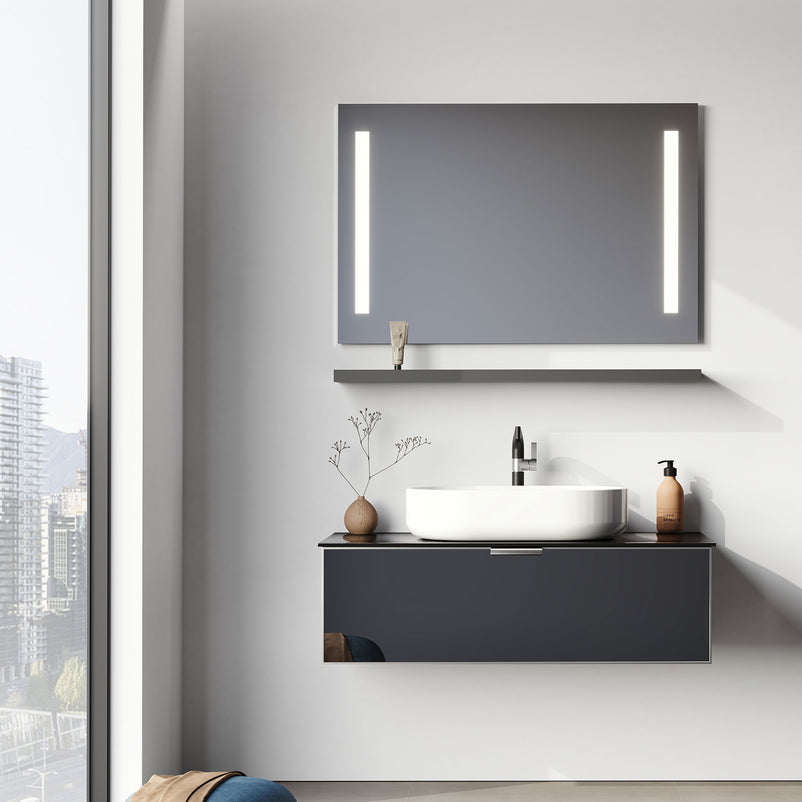 YALIKOY Set mobilier baie, mască lavoar, lavoar, dulap baie, oglindă