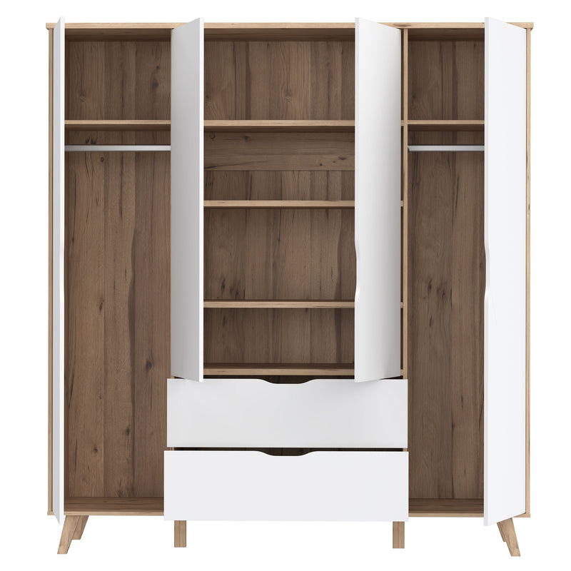 RIGA Dulap 4 uși, 2 sertare