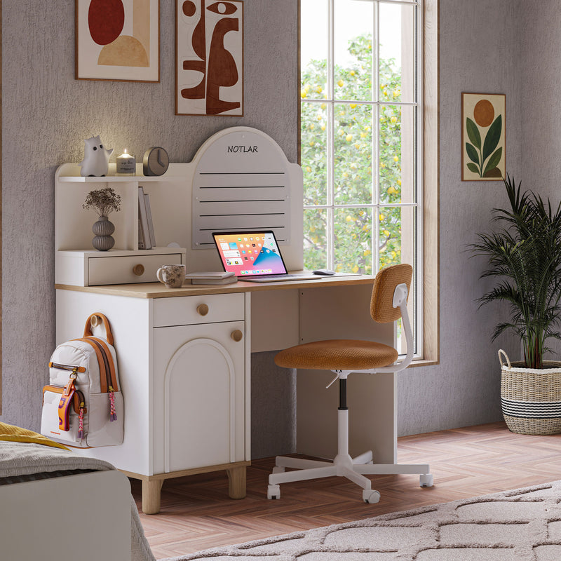 BECKY Birou copii, 1 ușă, 1 sertar și suprapozabil 1 sertar