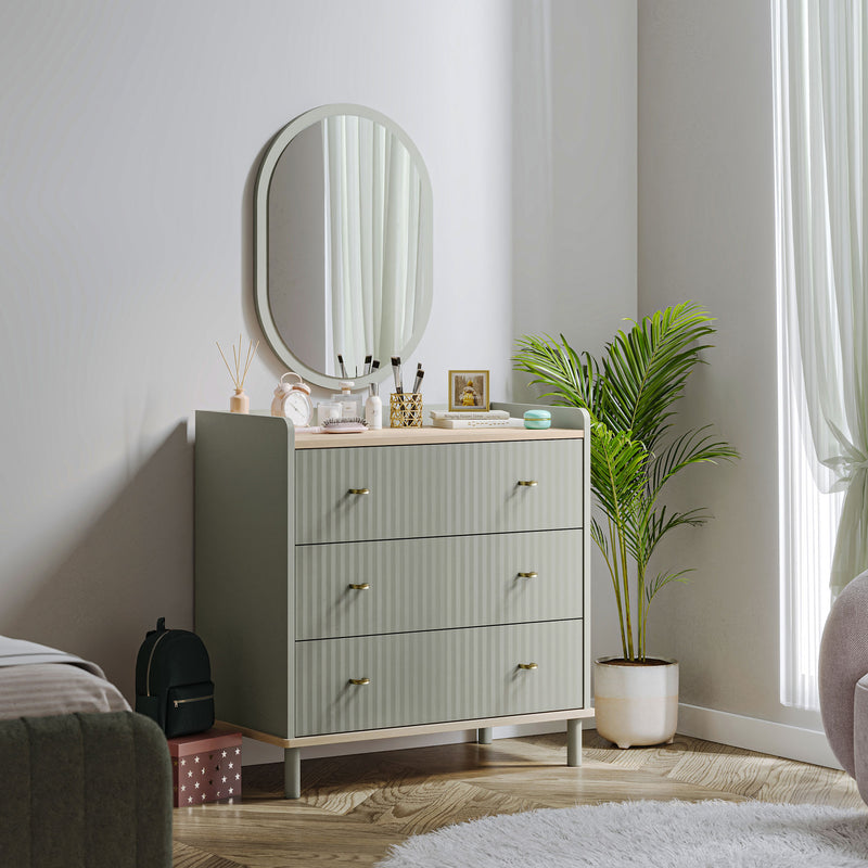 CHANTAL Comodă copii, 3 sertare și oglindă