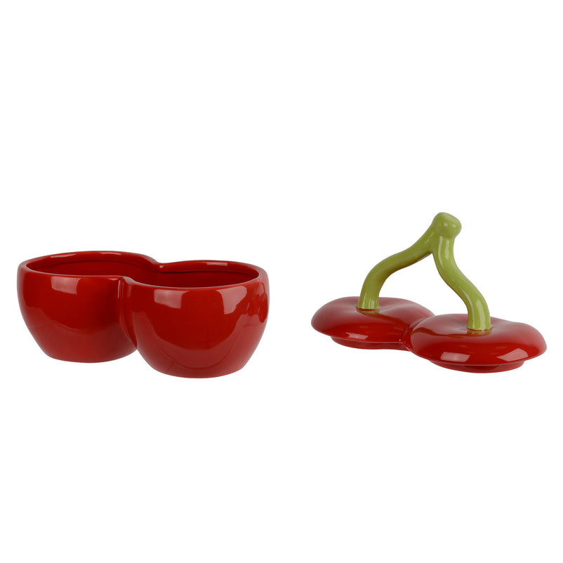 CHERRIES Recipient cu capac, porțelan, D.10cm
