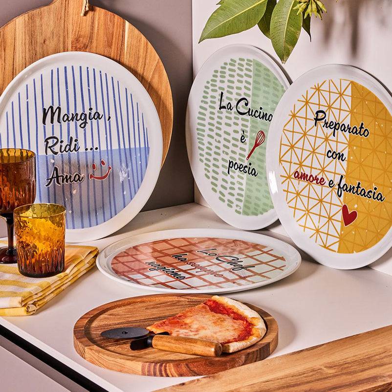 CINZIA Set 4 farfurii pizza, porțelan, D.33cm