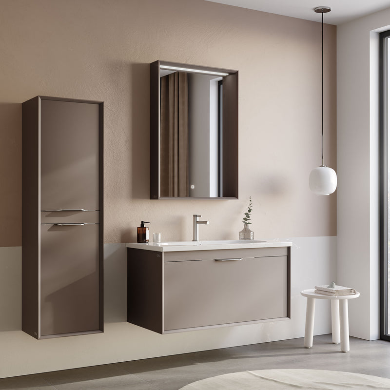 CLAY Set mobilier baie, mască lavoar, lavoar, oglindă, dulap