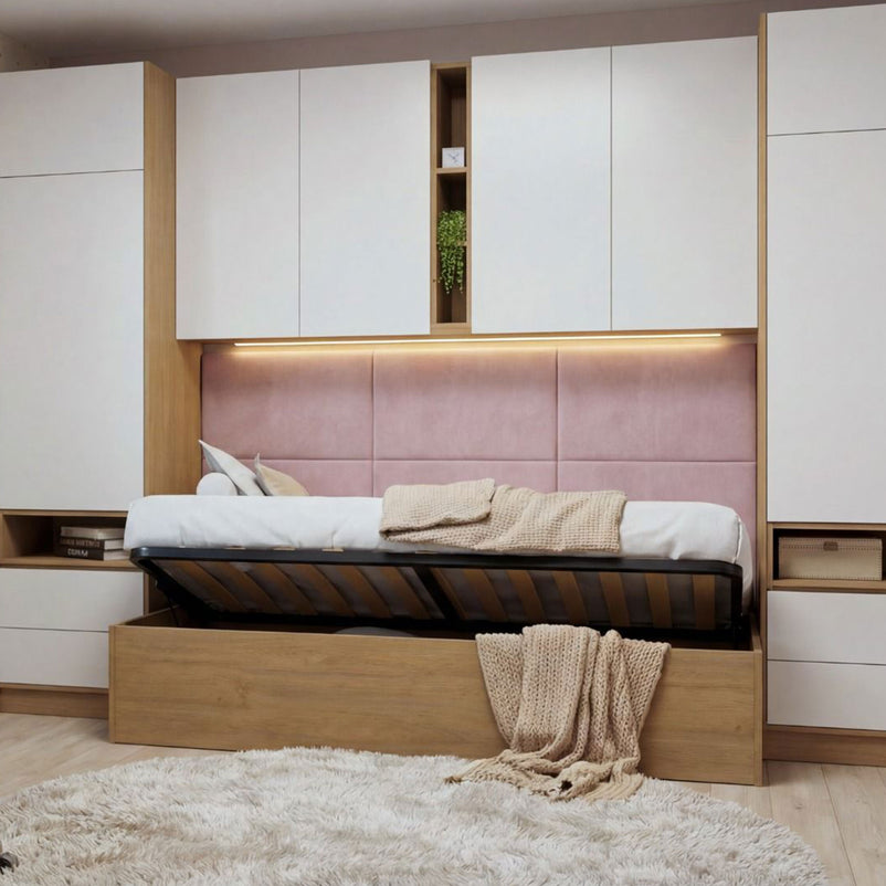 MODE WHITE Pat copii 90x200, ladă depozitare, somieră inclusă