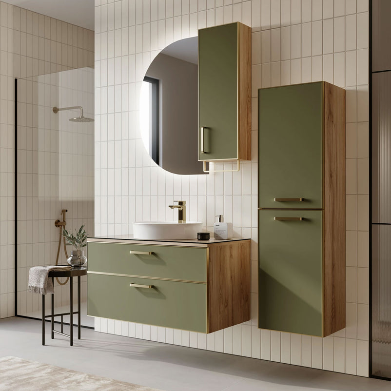 SALERNO Set mobilier baie, mască lavoar, lavoar, dulap baie, oglindă
