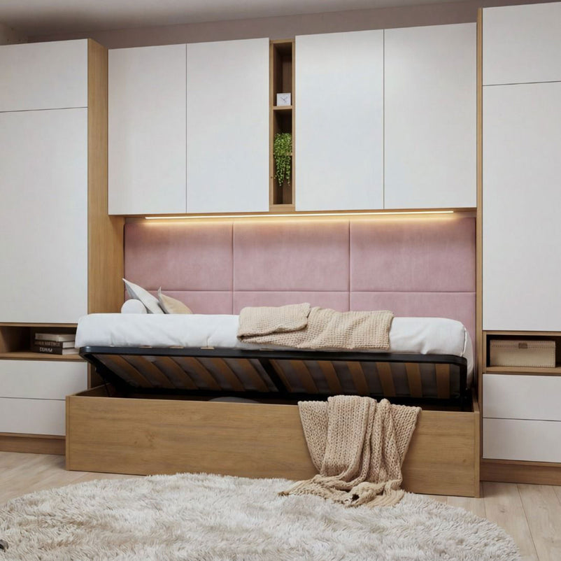 MODE WHITE Pat copii 90x200, ladă depozitare, somieră inclusă