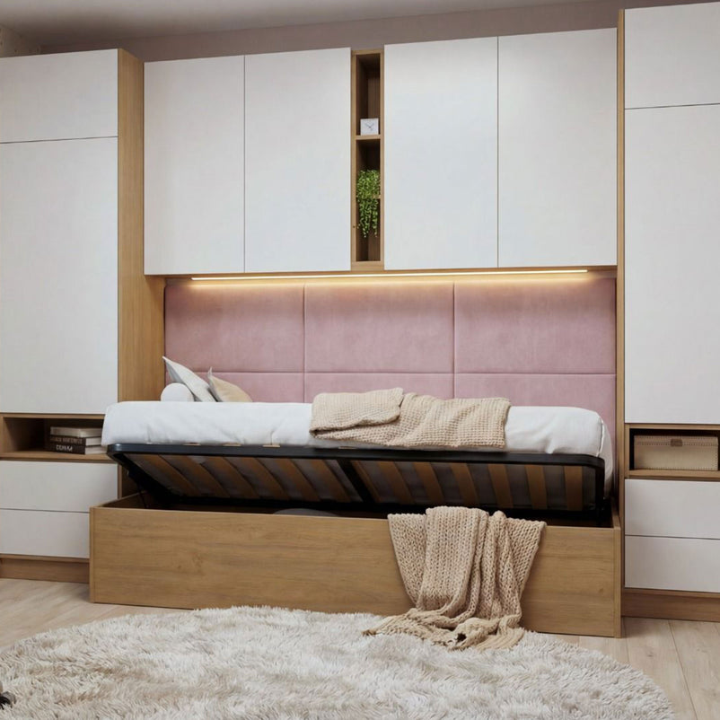 MODE WHITE Pat copii 90x200, ladă depozitare, somieră inclusă