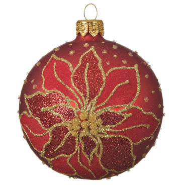 POINSETTIA Set 3 globuri, sticlă