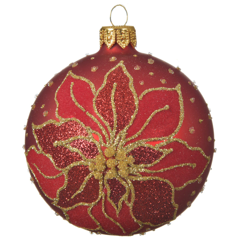 POINSETTIA Set 3 globuri, sticlă