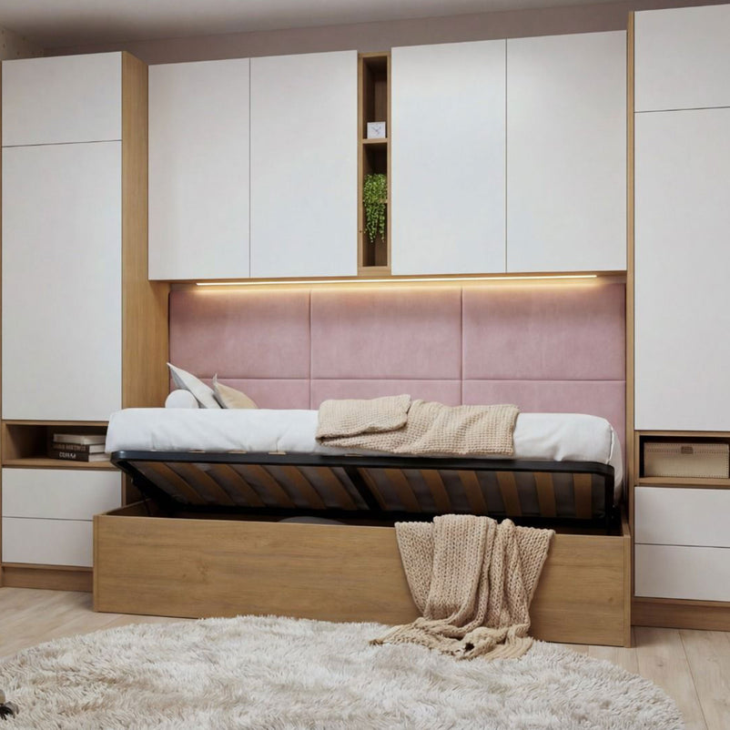 MODE WHITE Pat copii 90x200, ladă depozitare, somieră inclusă