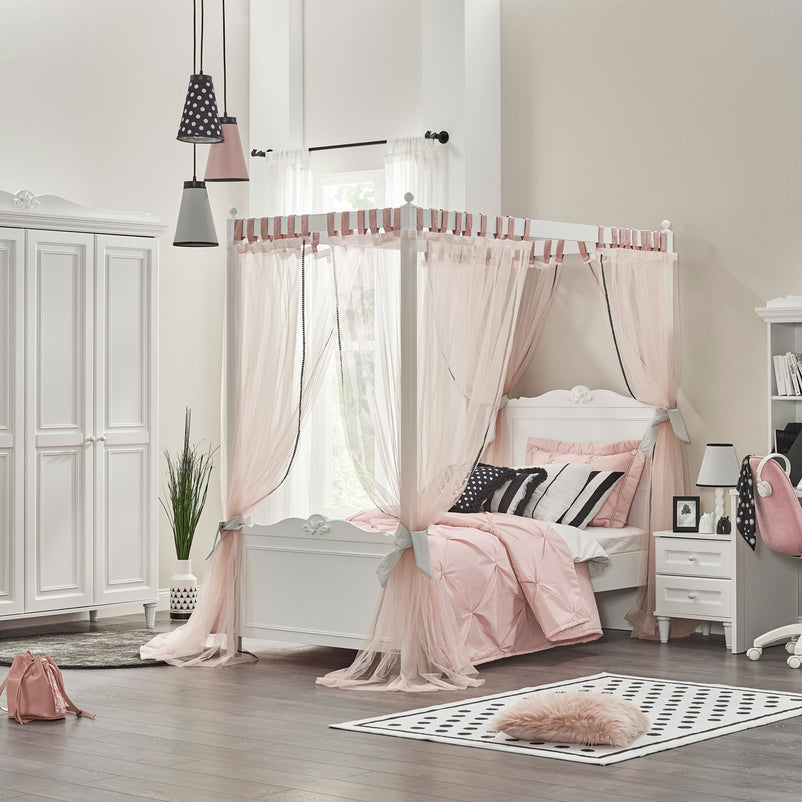 COLETTE Pat cu baldachin copii, 120x200cm, somieră inclusă