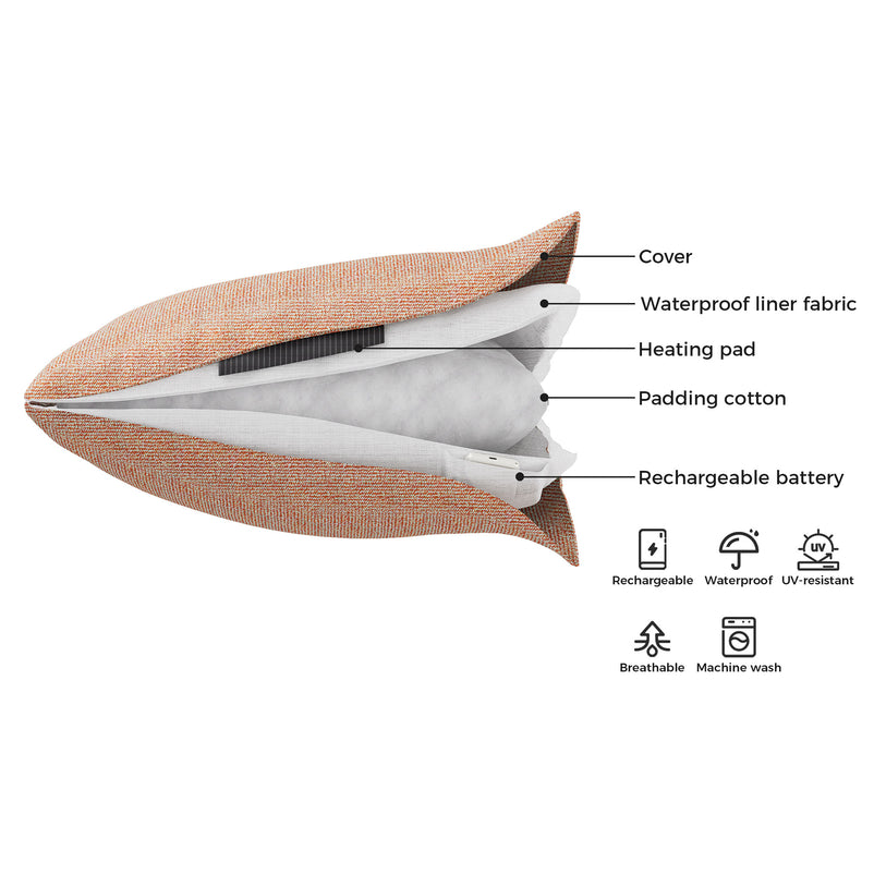 MELLE Pernă decor, sistem de încălzire, 32x50cm