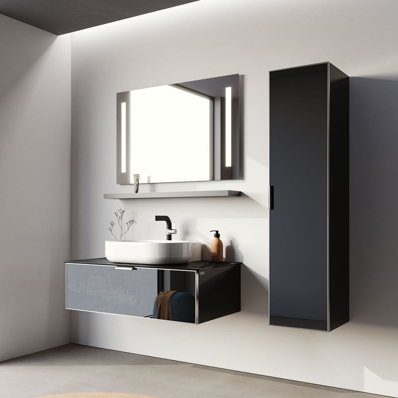 YALIKOY Set mobilier baie, mască lavoar, lavoar, dulap baie, oglindă