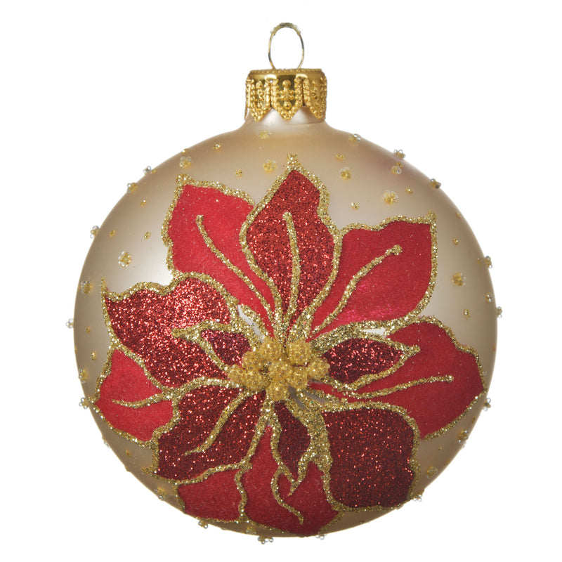 POINSETTIA Set 3 globuri, sticlă