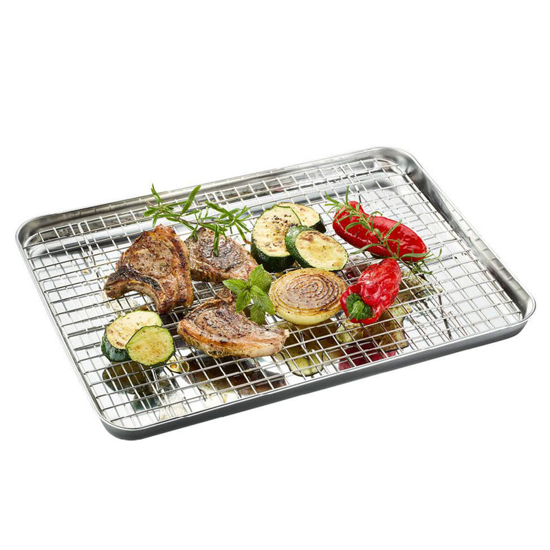 VARIADO Tavă cuptor cu grătar de răcire, inox, L.31.5cm