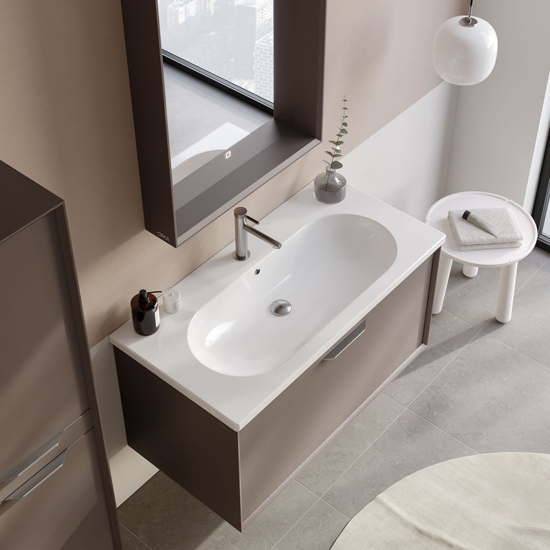 CLAY Set mobilier baie, mască lavoar, lavoar, oglindă, dulap