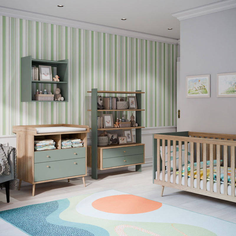 MIRACLE Comodă copii, 2 sertare, nișă și suport de înfășat