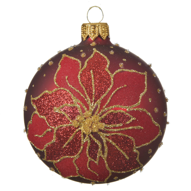 POINSETTIA Set 3 globuri, sticlă