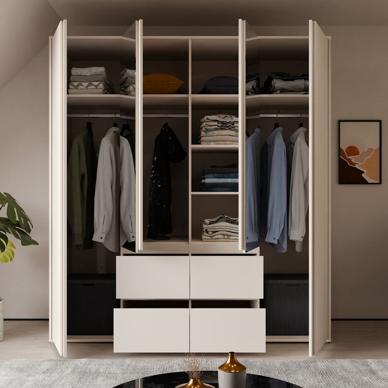 KASPAR Dulap 4 uși, 4 sertare