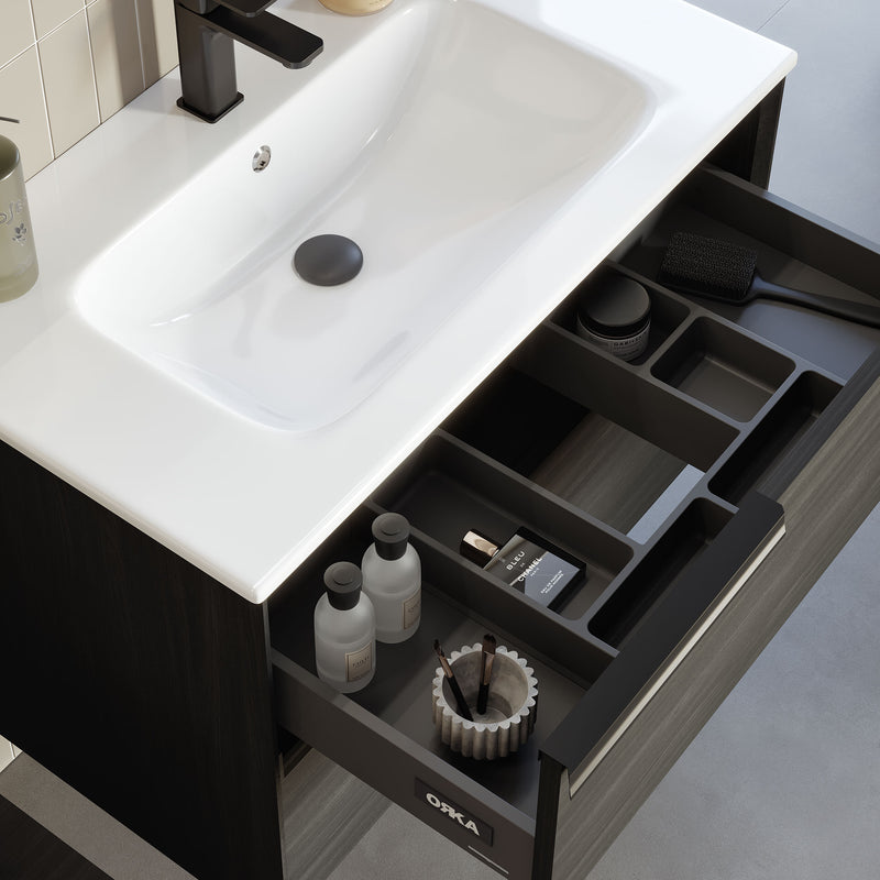 NOVENTA Set mobilier baie cu 2 măști lavoar, 2 lavoare, 2 oglinzi, 2 dulapuri suspendate