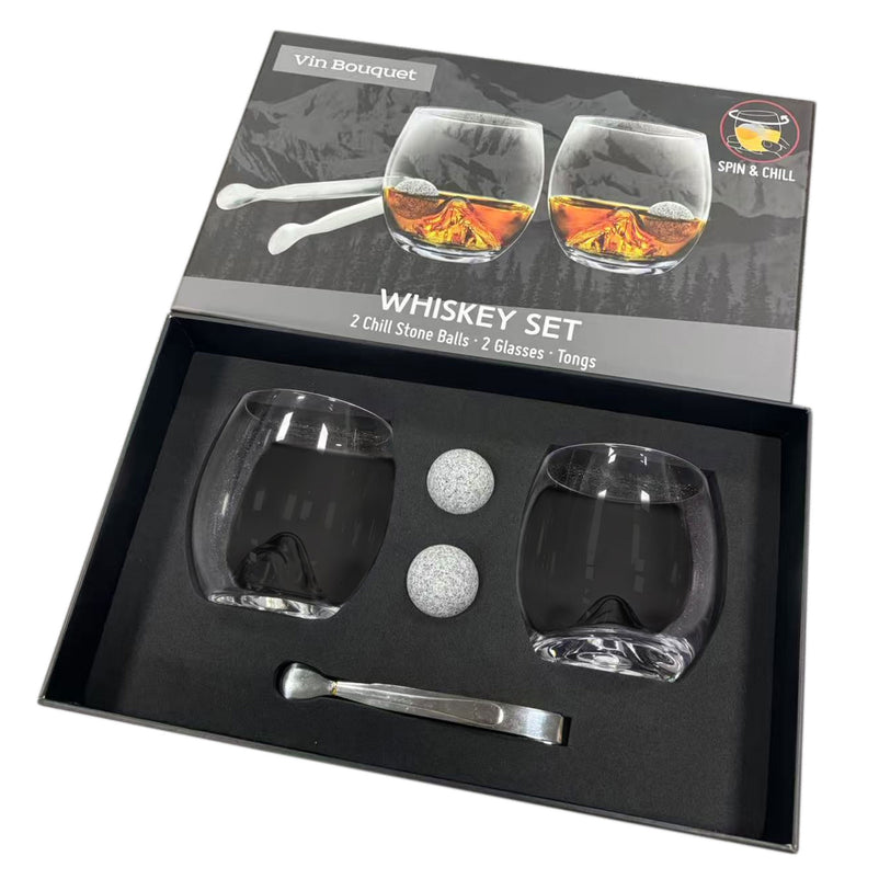 MOUNTAIN Set 2 pahare whisky cu accesorii, 370ml