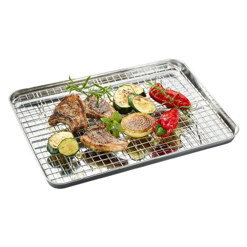 VARIADO Tavă cuptor cu grătar de răcire, inox, L.31.5cm