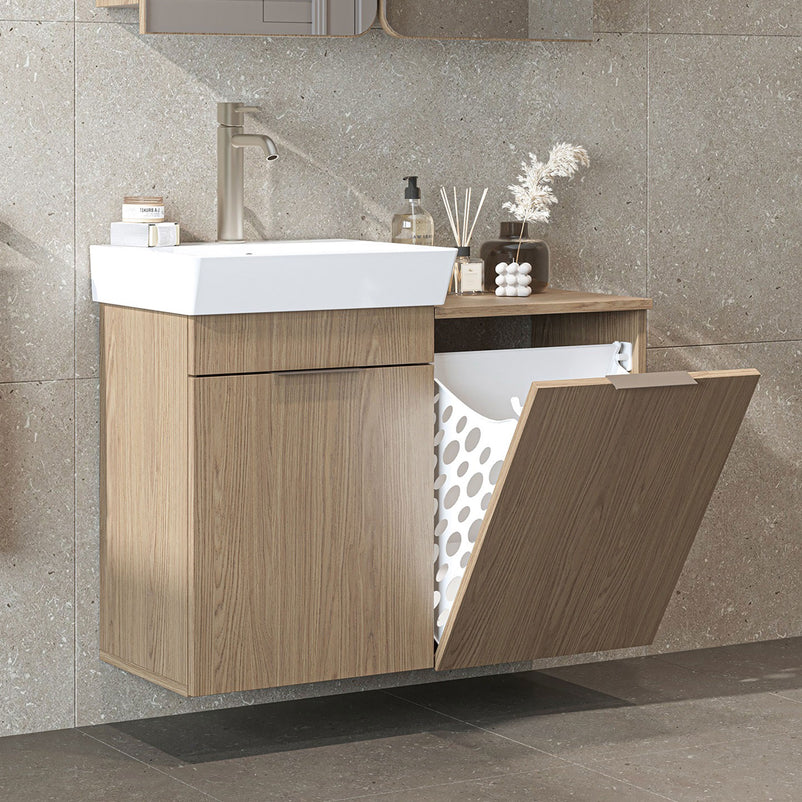 DUBAI Set mobilier baie, mască lavoar, lavoar ceramică și dulap baie suspendat cu oglindă
