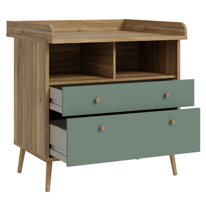 MIRACLE Comodă copii, 2 sertare, nișă și suport de înfășat