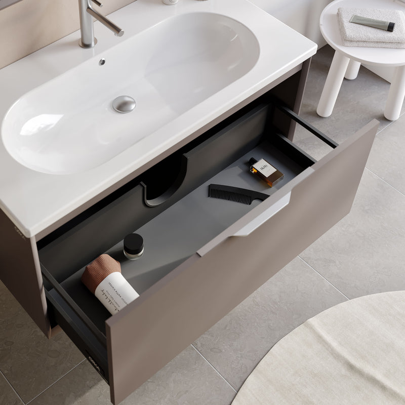 CLAY Set mobilier baie, mască lavoar, lavoar, oglindă, dulap