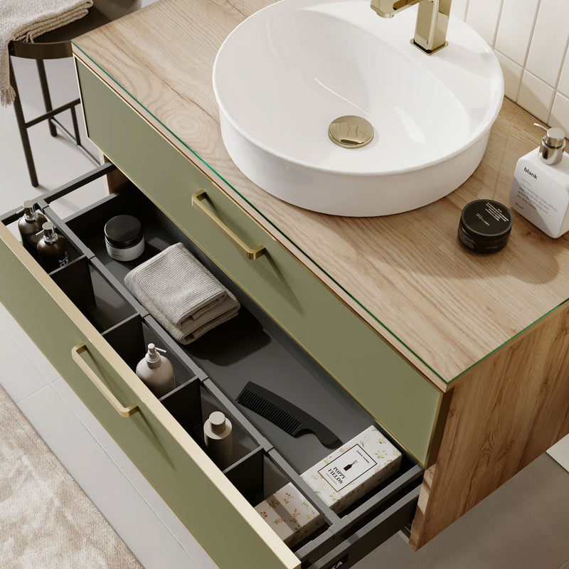 SALERNO Set mobilier baie, mască lavoar, lavoar, dulap baie, oglindă