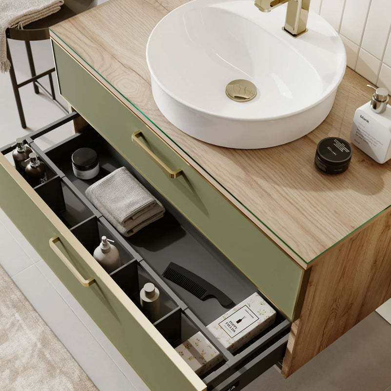 SALERNO Set mobilier baie, mască lavoar, lavoar, dulap baie, oglindă