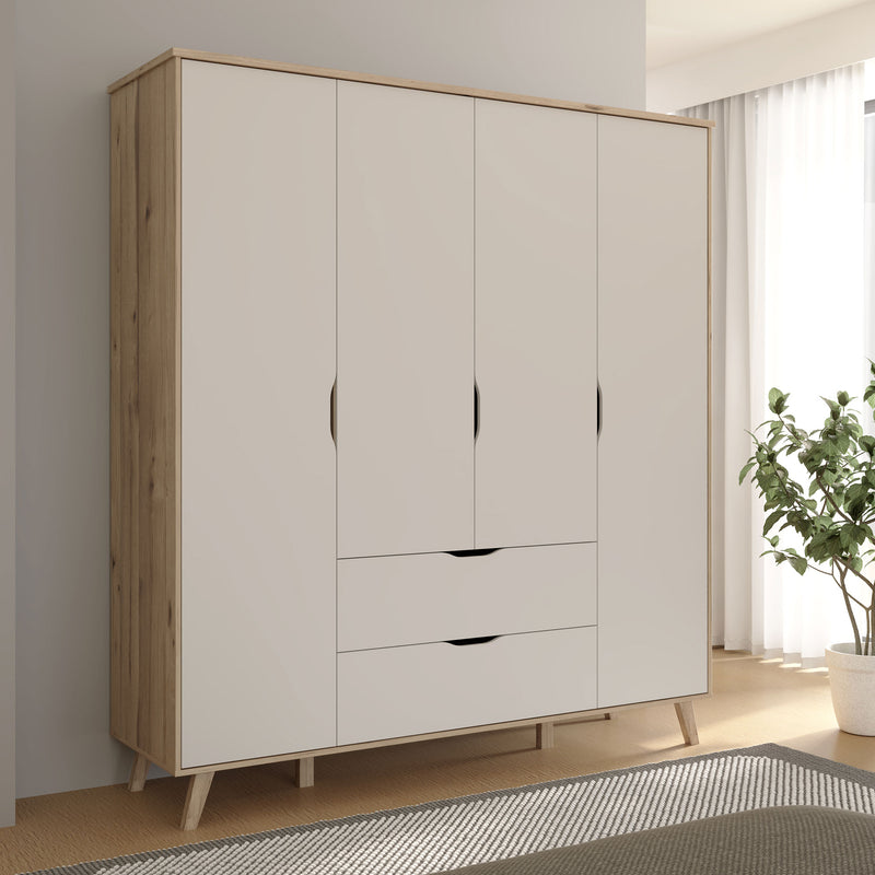 RIGA Dulap 4 uși, 2 sertare