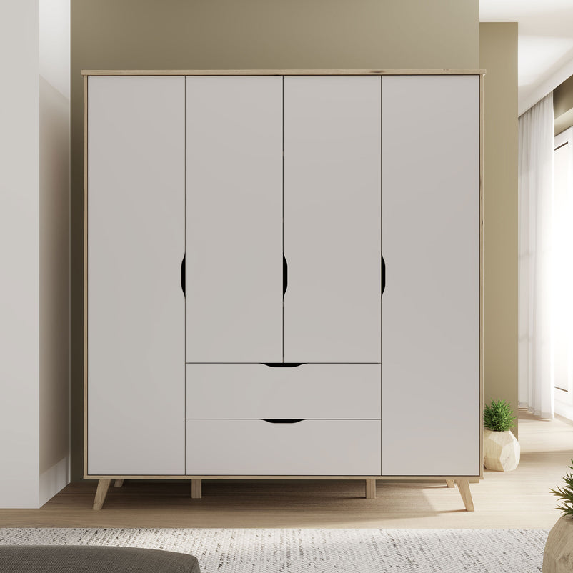 RIGA Dulap 4 uși, 2 sertare