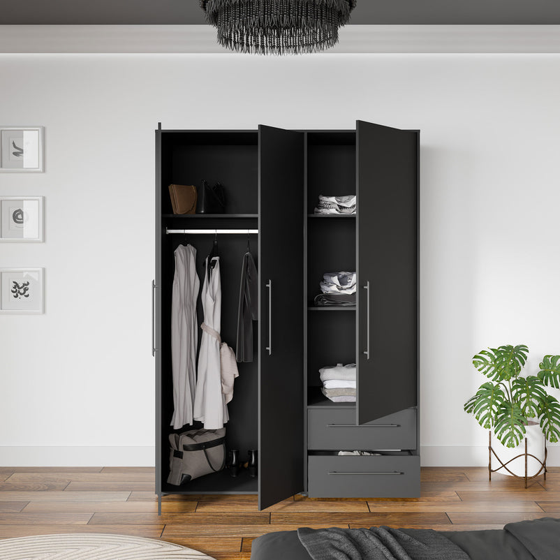 NATE Dulap 3 uși, 2 sertare