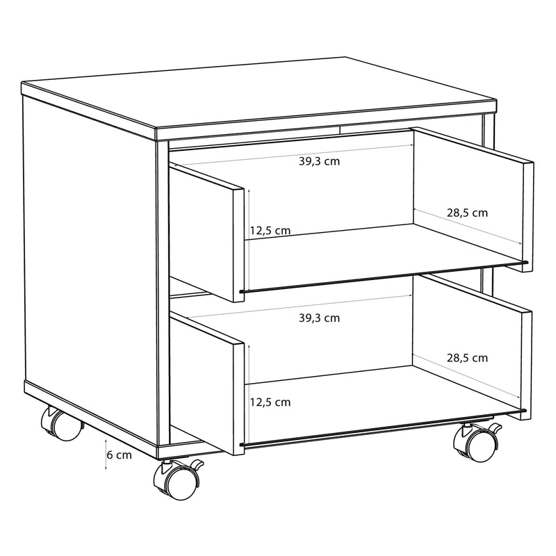 ROSELYN Noptieră mobilă copii, 2 sertare