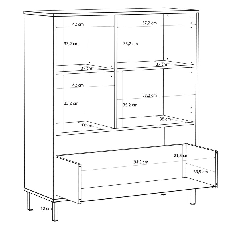 ROSELYN Comodă copii, 1 ușă, 1 sertar