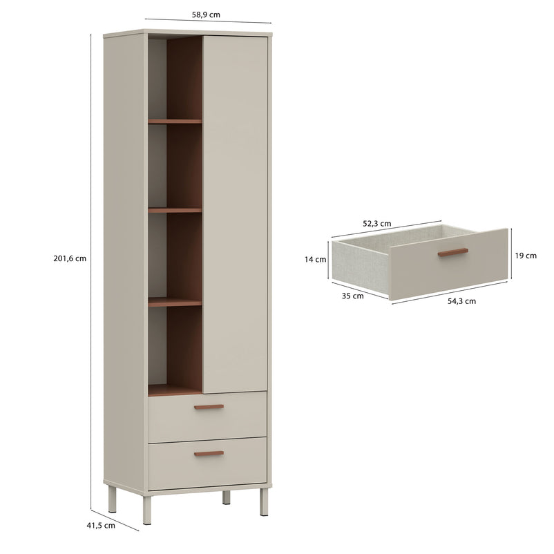 ROSELYN Etajeră copii, 1 ușă, 2 sertare