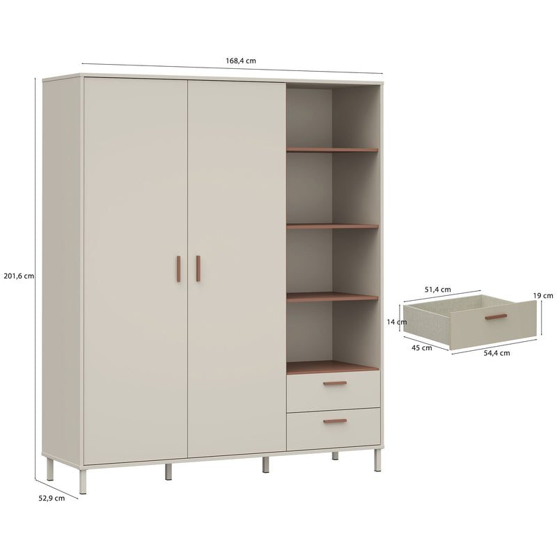 ROSELYN Dulap copii, 2 uși, 2 sertare