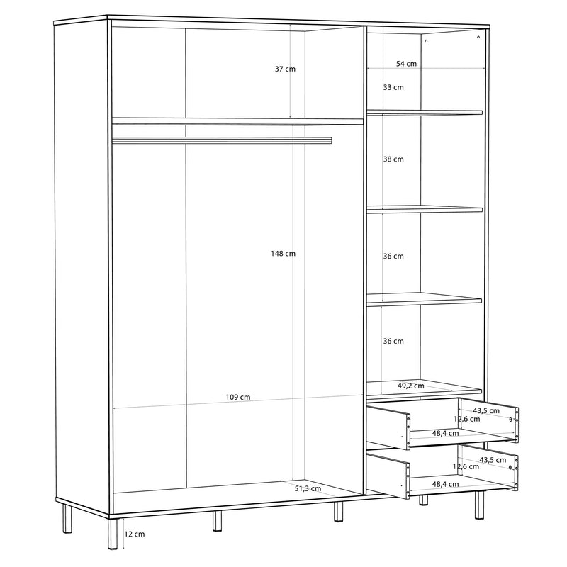 ROSELYN Dulap copii, 2 uși, 2 sertare