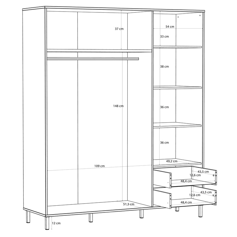 ROSELYN Dulap copii, 2 uși, 2 sertare