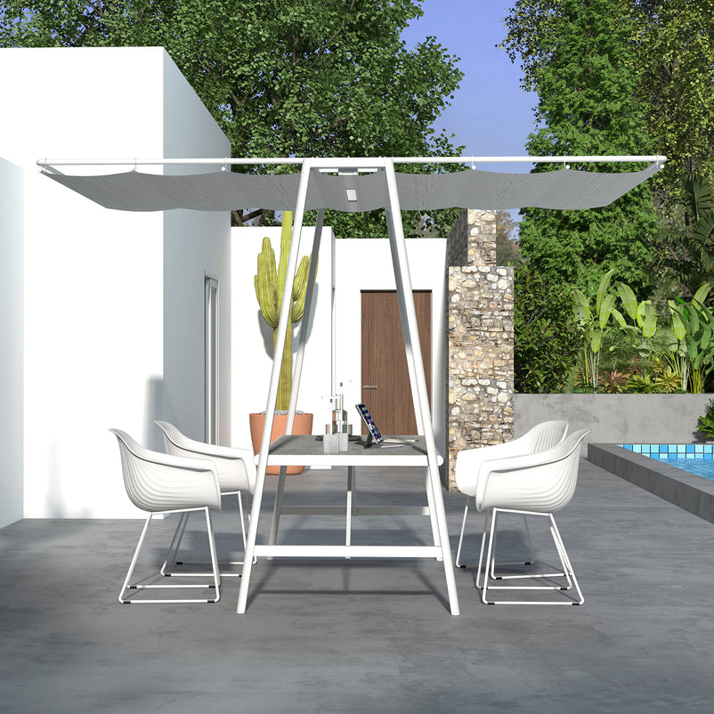 WRIGHT Masă dining cu acoperiș retractabil și lumină LED